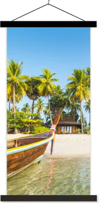 Produktbild von MuchoWow® Textilposter Strand - Kajak - Sommer 60x120 cm mit schwarzem Rahmen - Magnete