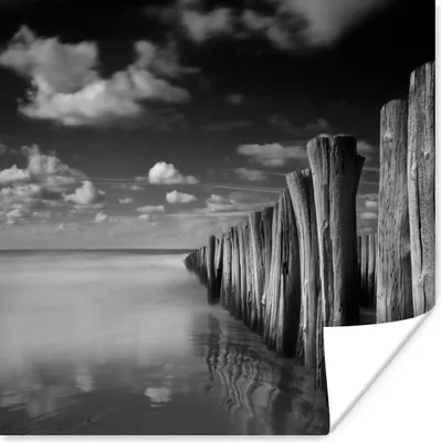 Produktbild von MuchoWow® Poster Stürmisches Wetter Schwarz-Weiß-Fotodruck 75x75 cm - Wand Dekoration