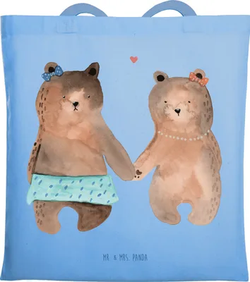 Produktbild von Mr. & Mrs. Panda Schultasche Bär Freundin - Sky Blue - Geschenk, Einkaufstasche, Shopping Tasche, Tote Bag, Teddy, Laptoptasche, Uni