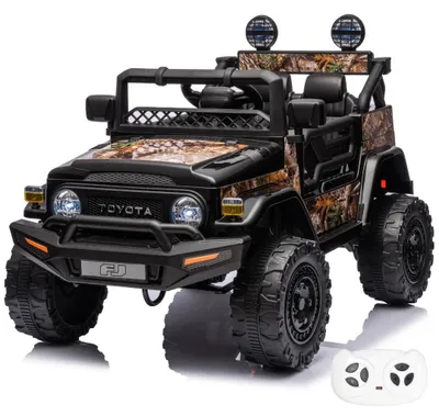 Produktbild von Toyota FJ Cruiser Kinder Elektroauto 12V (1–6 Jahre) – Offiziell Lizenziert, mit Fernbedienung, EVA-Reifen, 2 Motoren & Ledersitz – Kinder Elektrofahrzeug Schwarz