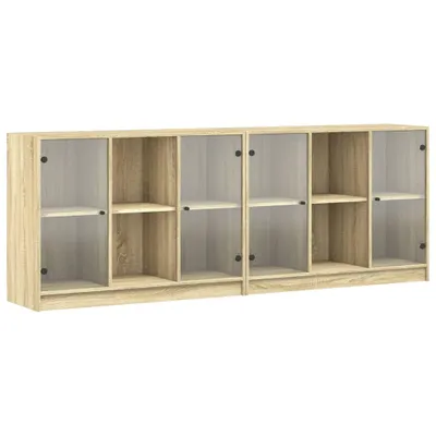 Produktbild von Bücherschrank mit Türen Sonoma-Eiche 204x37x75 cm Holzwerkstoff