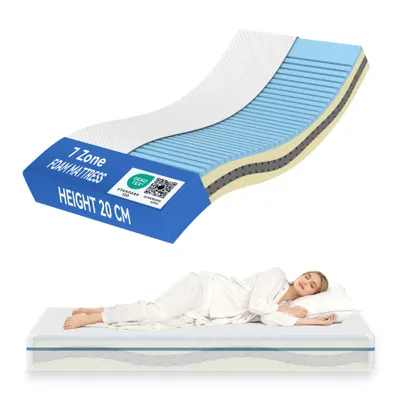 Zdjęcie produktu dla Materac piankowy Tribesigns 90x200 cm, materac 2w1 H3 i H4, 7-strefowy materac ortopedyczny, pokrowiec do prania, 100 nocy próbnego snu, 20 cm (2PS)