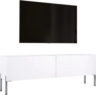 Immagine prodotto di Mobile TV: bianco opaco con gambe cromate, 140 x 52 x 32 cm