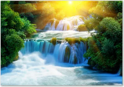 Produktbild von Tulup® Leinwandbild - 100x70 cm - Wandkunst - Drucke auf Leinwand - Leinwanddruck  - Landschaften - Gelb - Wasserfall Krka