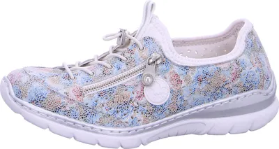 Produktbild von Rieker Damen Sneaker farbenfroh Gummizug Textil leicht flexibel rutschfest L3252, Größe:38 EU, Farbe:Blau