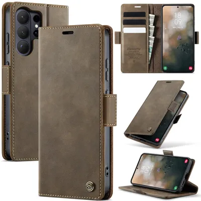 Produktbild von Handyhülle für Samsung Galaxy S26 Ultra Hülle Leder mit RFID Schutzhülle Klapphülle Magnet Kartenfach Standfunktion Braun