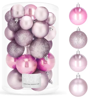 Immagine prodotto di SPRINGOS_Christmas_Tree_Ball_Art_Ball_30_Pieces_Breakproof_Christmas_Ball_Glitter_Matt_Gloss_Christmas_Decoration_Christmas (Pink)