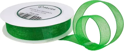 Image de Ruban / nœud Organza vert gazon 12mm x 23m