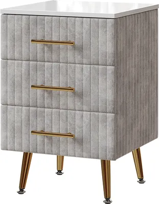 Image de Table de nuit Vicco Velia Gris 41x62cm avec 3 tiroirs, Model 53030