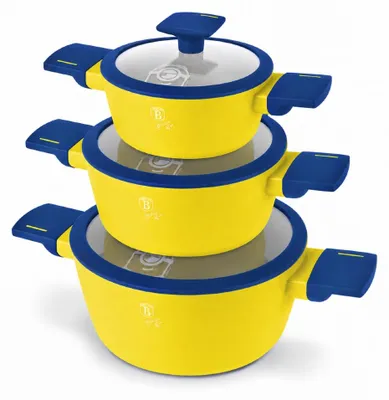 Produktbild von 6-teiliges Topfset mit Titanbeschichtung, 14–16–20 cm, Kollektion MINIONS