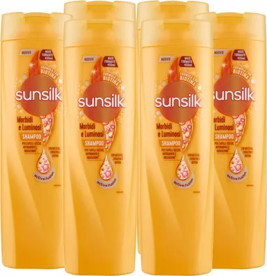 Produktbild von Sunsilk Weiches und glänzendes Shampoo für trockenes Haar, Formel Active Fusion mit Mischung aus Keratin und Biotin, feuchtigkeitsspendend und pflegend, 6 Flaschen à 400 ml