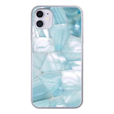 Produktbild von MuchoWow® Handyhülle Schutzhülle Hülle für iPhone 11 Naturstein - Blau - Perlmutt Silikon Softcase Handy Hülle - Handytasche