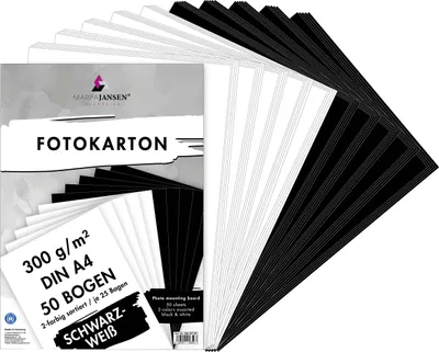 Produktbild von Fotokarton-Sortierung "Schwarz-Weiß", A4, 50 Blatt