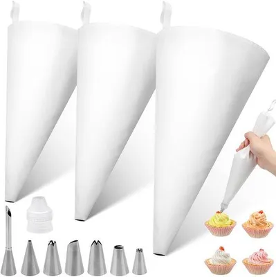 Image de Set de poches à douille, 30-40 cm, réutilisables, en coton, pour la décoration