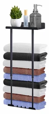 Immagine prodotto di Portasciugamani da bagno a parete 41-75 cm, nero, senza foratura