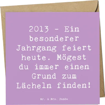 Produktbild von Mr. & Mrs. Panda Glückwunschkarte Spruch 2013 Geburtstag Freude - Lavendeltraum - Geschenk, Klappkarte, Jubiläum, faltkarte, anlasskarte, geboren, Happy Birthday, Alter