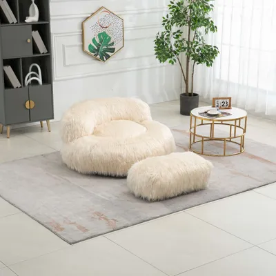 Productafbeelding van AIORBER Kunstleren relaxfauteuil, zitzakstoel, comfortabele bank, geschikt om op te zitten en te liggen, voor woonkamer, appartement, slaapkamer, afmetingen 105x73x30 cm