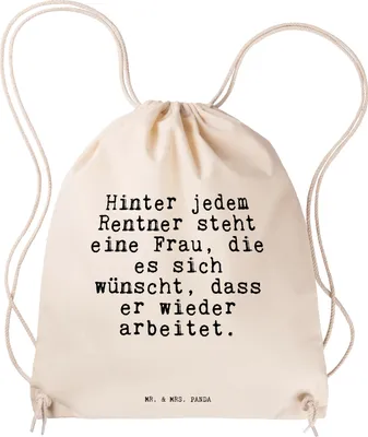 Produktbild von Mr. & Mrs. Panda Stoffrucksack Hinter jedem Rentner steht... - Transparent - Geschenk, wander rucksack, gym tasche, Spruch Sprüche Weisheiten Zitate Lustig Weisheit Worte