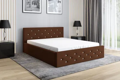 Produktbild von Polsterbett VALI 180 x 200 mit Matratze und Bettkasten. Farbe: Braun