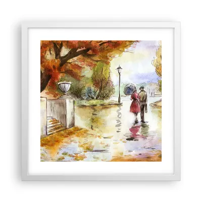 Produktbild von Gerahmtes Poster - Weißer Rahmen - Wetter regen herbst park - 40x40 cm - Wand Bild - Wanddeko - Wandbilder - Kunstposter - Wandposter - Bilderrahmen - Bilder - Kunstdruck - Wandbild - P2WAC40x40-2914