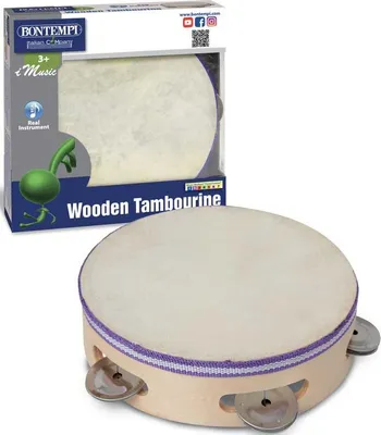 Immagine prodotto di Tamburello in legno Bontempi, strumento musicale per bambini