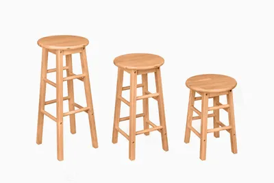 Image de Tabouret de bar en bois d'hévéa - Tabouret de bar robuste en 3 tailles 32x32x47 cm Marron