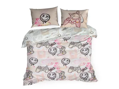 Image de Design91 Parure de lit Coton KID 17 160x200 cm SET 3 PIÈCES : avec 2 taies d'oreiller 70x80 cm