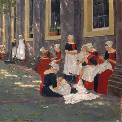 Produktbild von Max Liebermann Kunstdruck Bild - Freistunde Im Amsterdamer Waisenhaus, 1881-1882 (40 x 40 cm)
