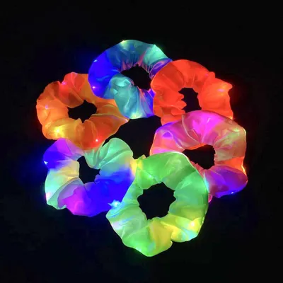 Produktbild von PRECORN LED Haargummis 6er Set Leuchtende Satin-Haargummis mit 3 Lichtmodi für Kinder, Damen & Mädchen Party Fasching Silvester & Festival Accessoires