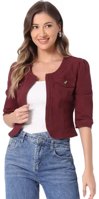 Immagine prodotto di Giacca di jeans da donna con maniche a 3/4 - Lilla, casual ed elegante