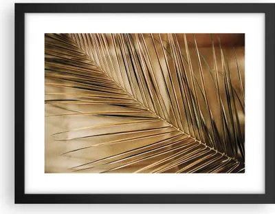Produktbild von Gerahmtes Poster - Schwarzer Rahmen - Blatt Gold Pflanze - 40x30 cm - Wand Bild - Wanddeko - Wandbilder - Kunstposter - Wandposter - Bilderrahmen - Bilder - Kunstdruck - P2BAA40x30-5041