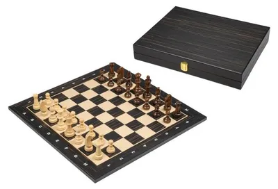 Produktbild von Philos Schachset Turnier schwarz mit Holzkiste für Schachfiguren