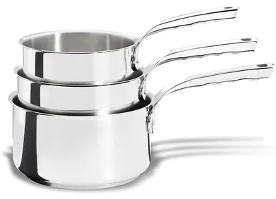 Zdjęcie produktu dla Zestaw 3 garnków ze stali nierdzewnej 16,18 i 20 cm De buyer 3410.03