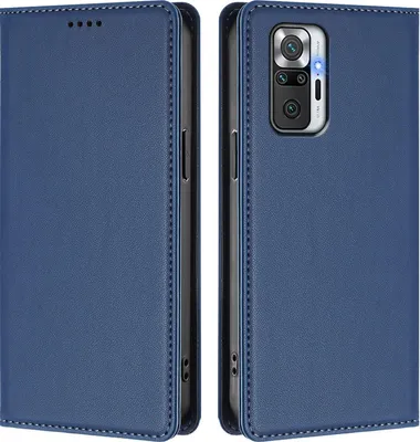 Obrázek produktu pro Kožené pouzdro pro Xiaomi Redmi Note 10 Pro/Note 10 Pro Max, magnetické flipové pouzdro zPolyuretankůže se stojánkem Tmavě modrá