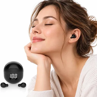 Produktbild von Bluetooth Schlafkopfhörer, kabellose TWS In-Ear Ohrhörer mit Digitalanzeige, 480 Std. Akkulaufzeit, HiFi-Sound, Schwarz