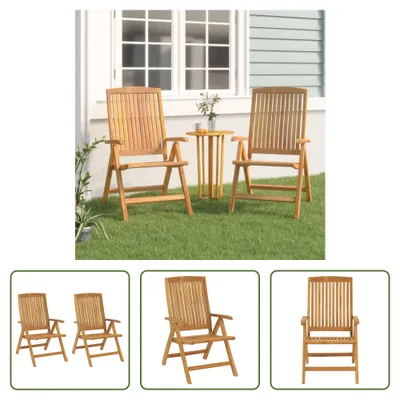 Image de The Living Store Chaises de jardin 2 pcs. Réglable bois massif teck