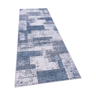 Produktbild von Teppich Wohnzimmer Kurzflor Vintage Abstrakt Modern Geometrisch Rautenmuster Grösse 80x300 cm