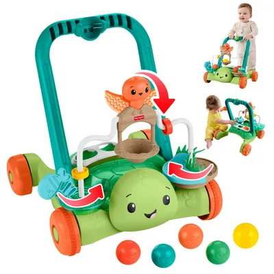 Produktbild von Fisher-Price „Moves with You“ Schildkröten-Lauflernwagen, Schiebespielzeug für Babys und Kleinkinder, 5 Bälle, 4 Rad/Räder, Kunststoff, Mehrfarbig