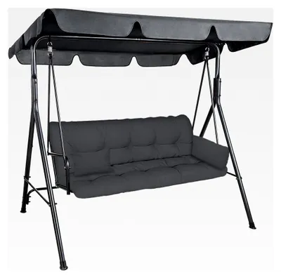 Produktbild von Auflage für Hollywoodschaukel 185x50x50 mit 2 Kissen, Gartenbankauflage, Sitzkissen und Rückenkissen, Beige