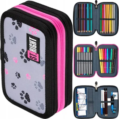 Produktbild von 47-teilig Federmäppchen 3 Fach Federtasche Federmappe Bleistift Etui Tasche