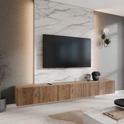 Image de Margaret Hadas24 Meuble TV Noe Meuble TV Meuble TV bas 300 cm Suspendu Design moderne Salon Montage mural, Meuble TV artisan, catania