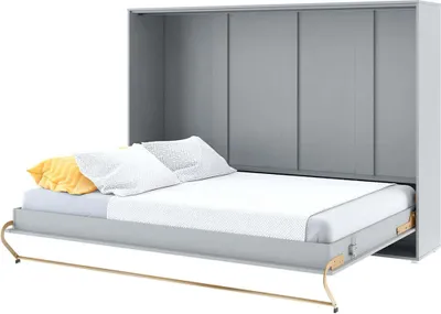Produktbild von Furniture24 Schrankbett Concept PRO Horizontal, Wandklappbett, Bettschrank, Wandbett, Schrank mit integriertem Klappbett, Funktionsbett 140 x 200 cm, Grau, Horizontal