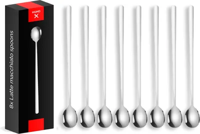 Produktbild von HGMD Latte macchiato Löffel - 8 Stück - 17cm - Lange Teelöffel - Kaffeelöffel - Longdrinklöffel - Barlöffel - Edelstahl