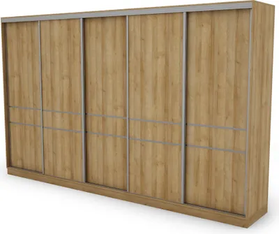 Produktbild von Meblast | Kleiderschrank 5D/360 cm, Riva-Eiche (silberne Beschläge), Premium-Beschläge | Natürlich, Elegant
