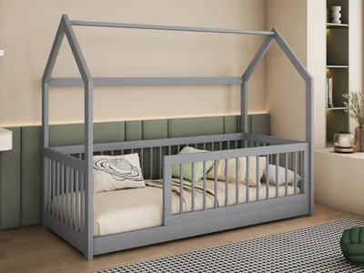 Obrázek produktu pro Dětská postel domeček 90x200 BALLARD - šedá