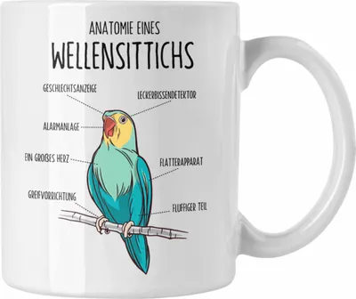 Produktbild von Trendation - Lustige Wellensittich-Tasse Geschenk für Wellensittich-Besitzer (Weiß)