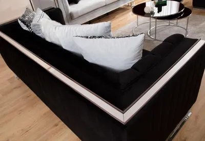 Produktbild von Weiß-Schwarze Couchgarnitur Wohnzimmer Sofas Dreisitzer Polster Sessel
