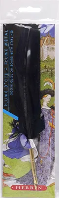 Produktbild von Jacques Herbin 10x Gänsekiel 25 cm mit Stahlfeder 46B Cito Fein - Blau 23210ST