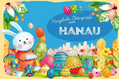 Produktbild von vianmo Holzschild 12x18 cm Ostergrüße HANAU
