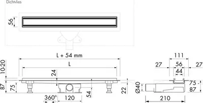 Produktbild von VIGOUR Duschrinne individual 2.0 Kunststoff 1000mm mit Wenderost